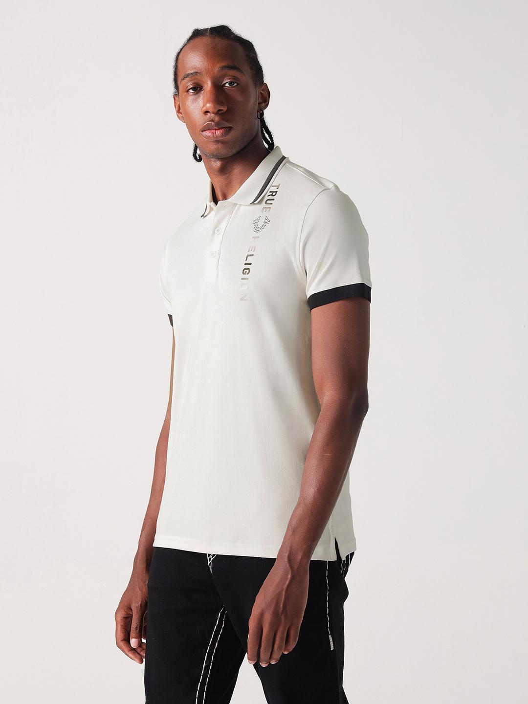 True Religion Men White Solid Polo Tshirt