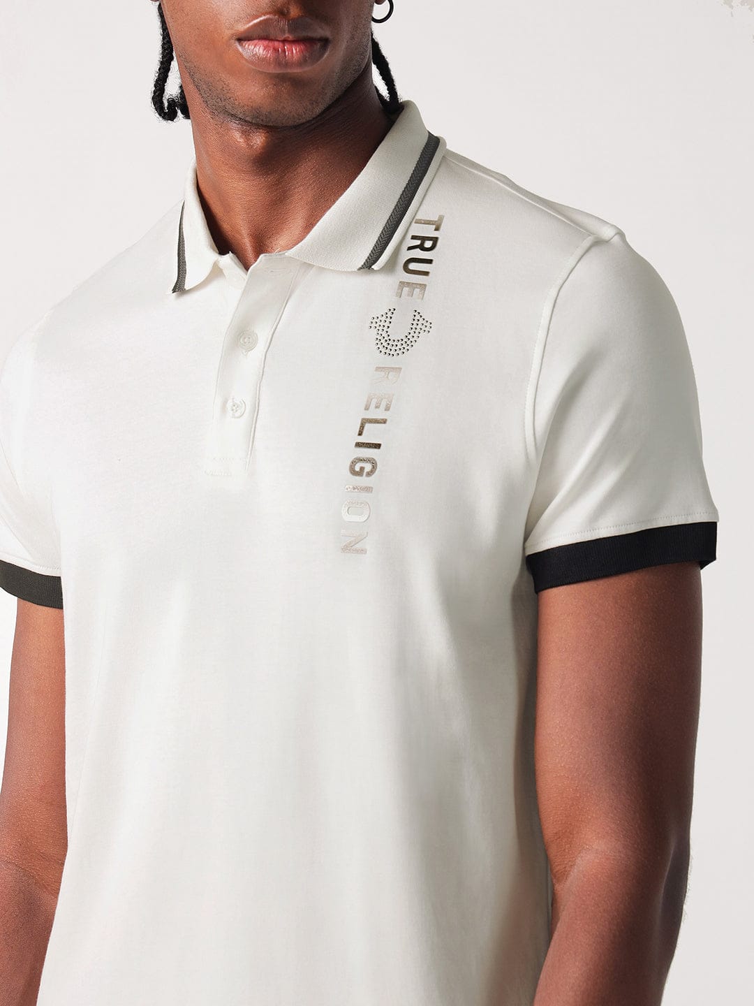 True Religion Men White Solid Polo Tshirt