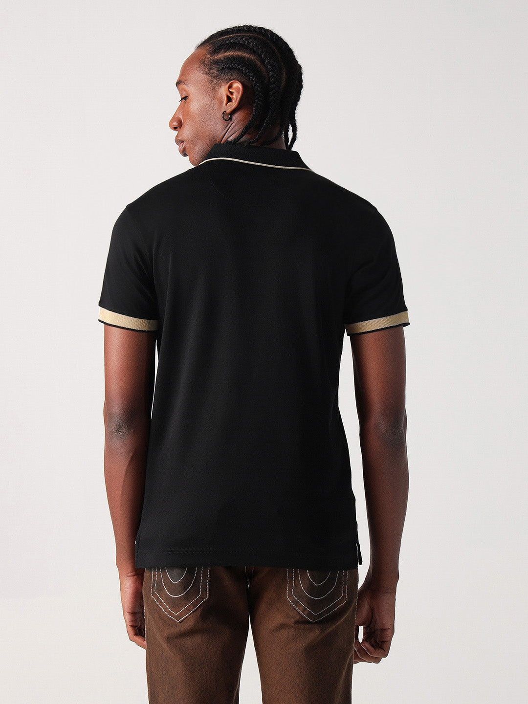 True Religion Men Black Solid Polo Tshirt