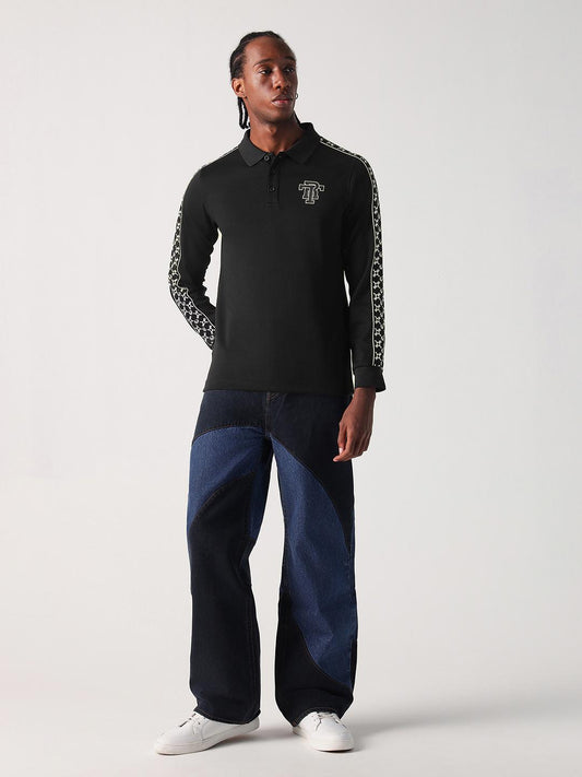 True Religion Men Black Solid Polo Tshirt