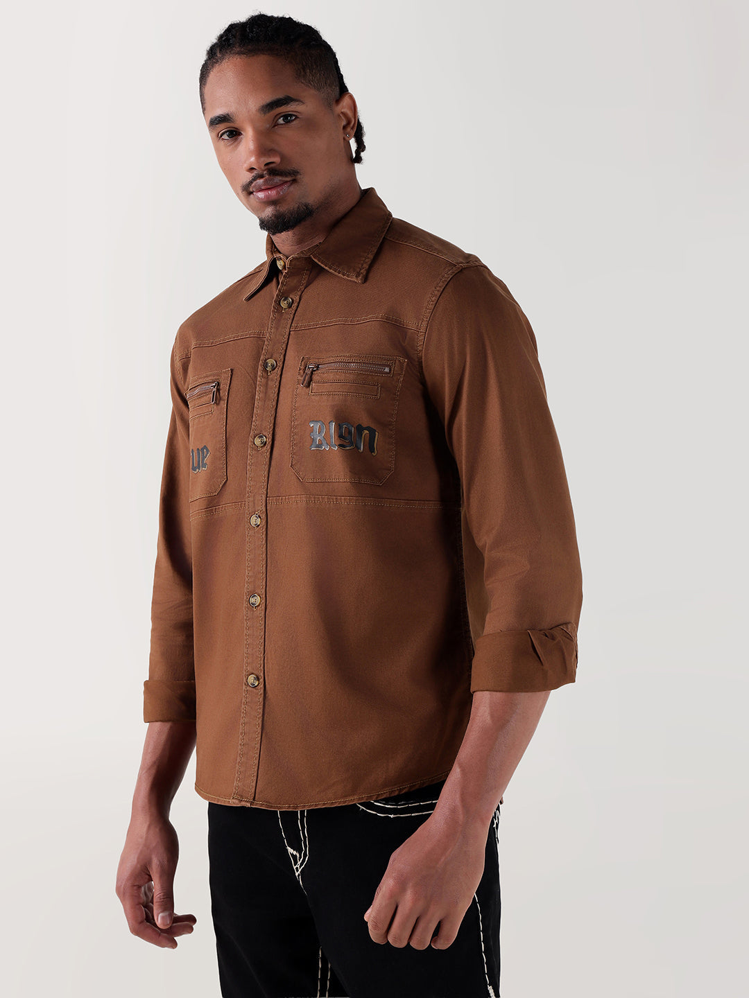 TRUE RELIGION Men Brown Regular Fit Shirt