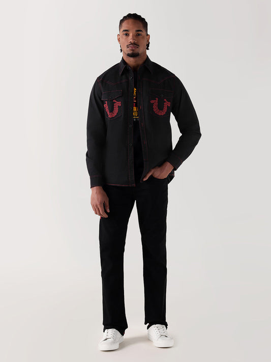 TRUE RELIGION Men Black Regular Fit Shirt