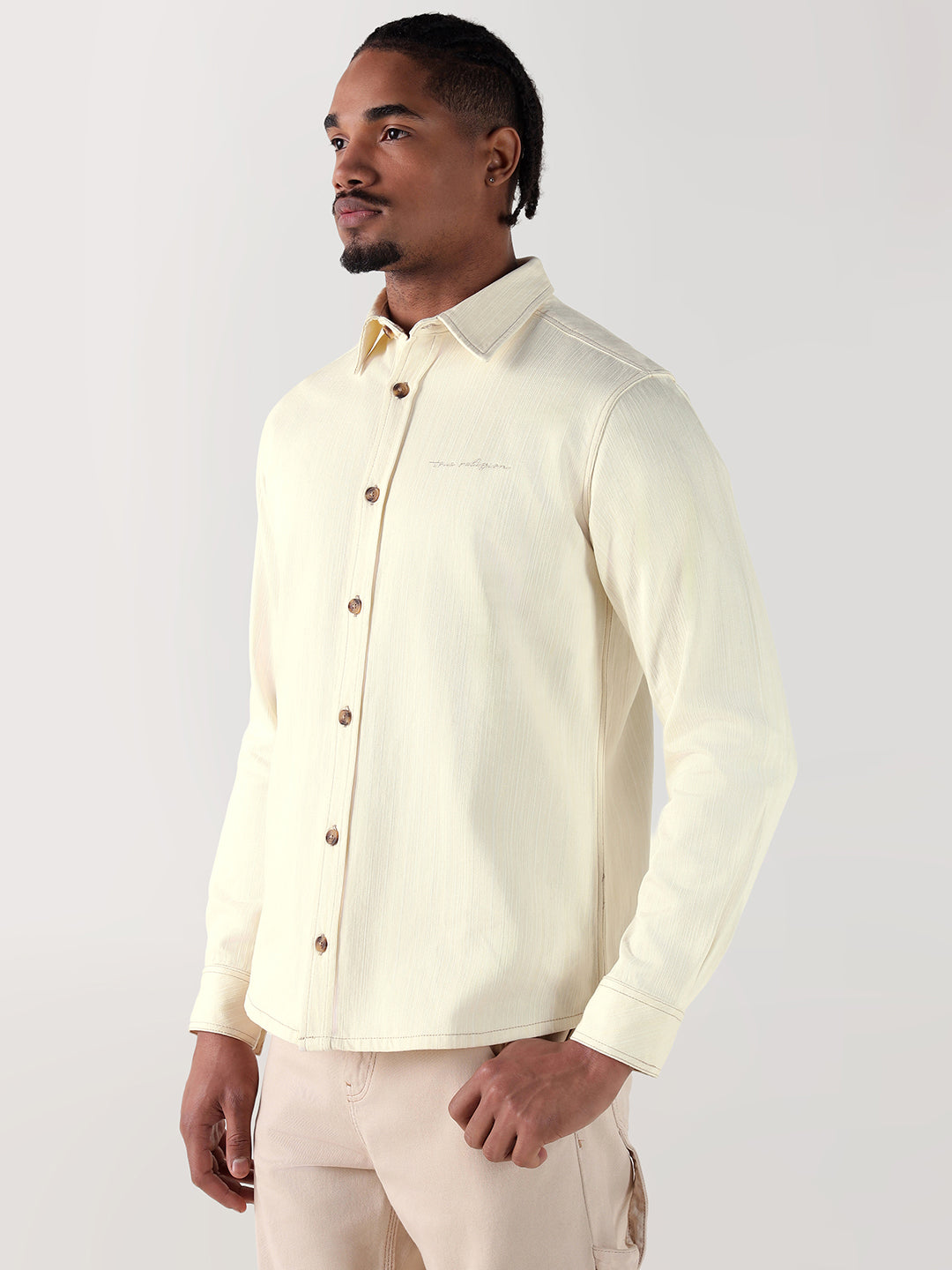 TRUE RELIGION Men Cream Regular Fit Shirt