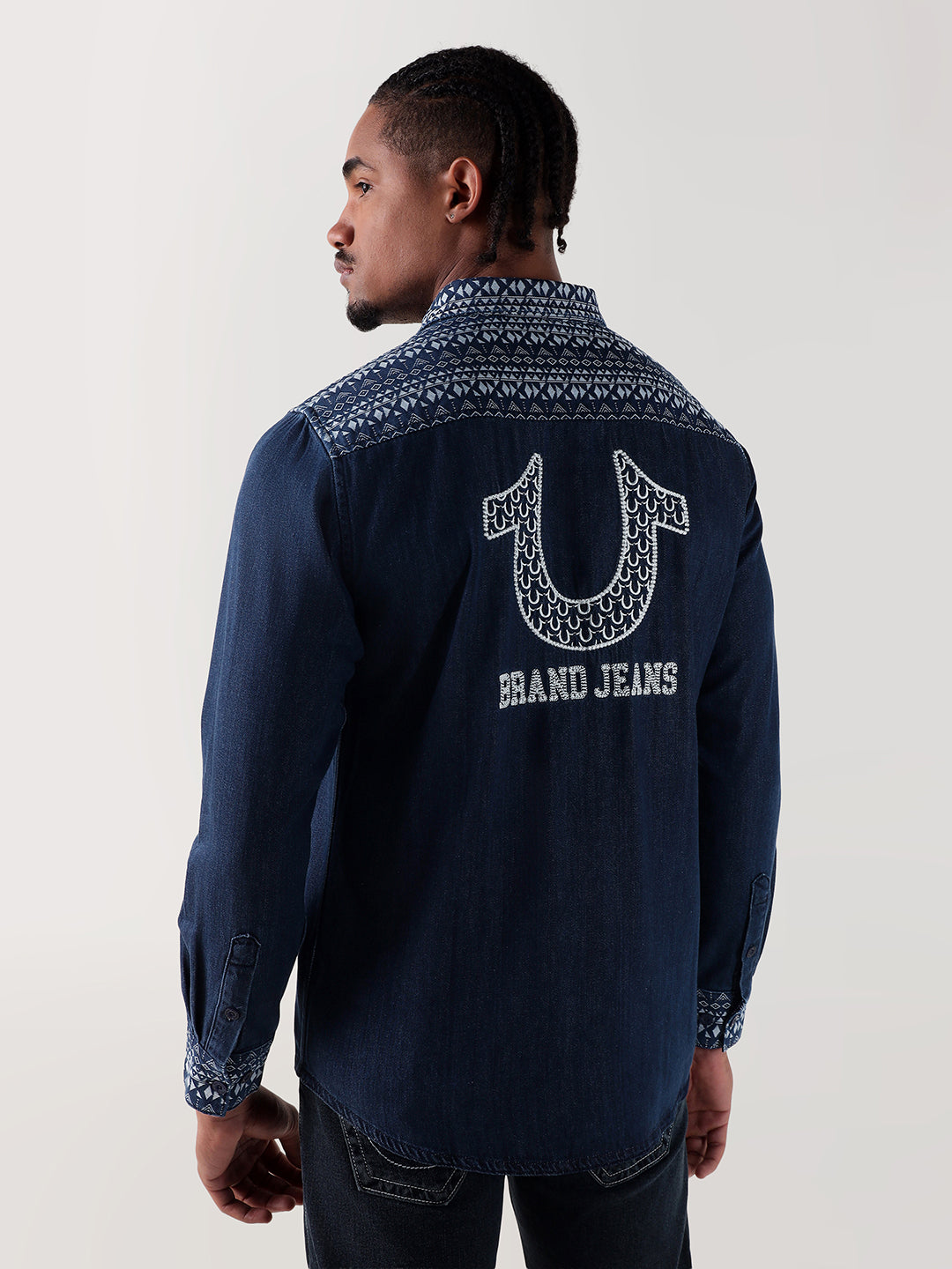 TRUE RELIGION Men Navy Blue Regular Fit Shirt