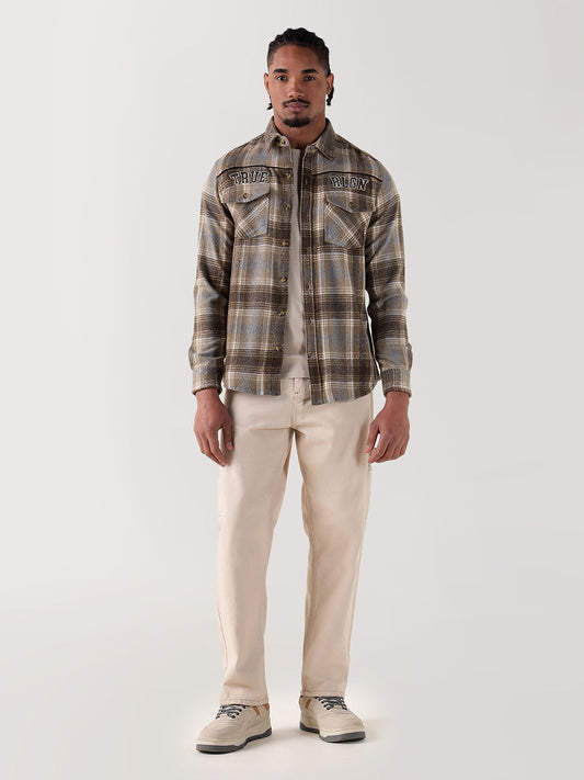 TRUE RELIGION Men Brown Checks Regular Fit Shirt