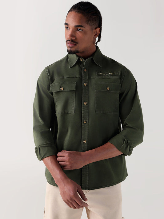 TRUE RELIGION Men Green Regular Fit Shirt