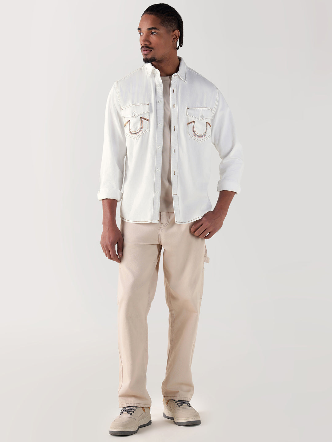TRUE RELIGION Men White Regular Fit Shirt