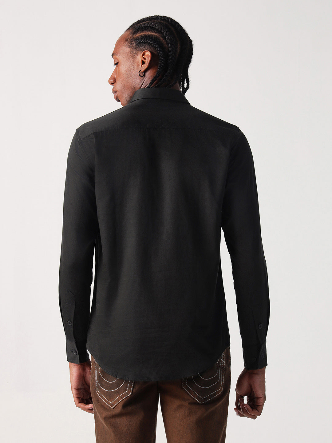 True Religion Men Black Solid Collar Shirt