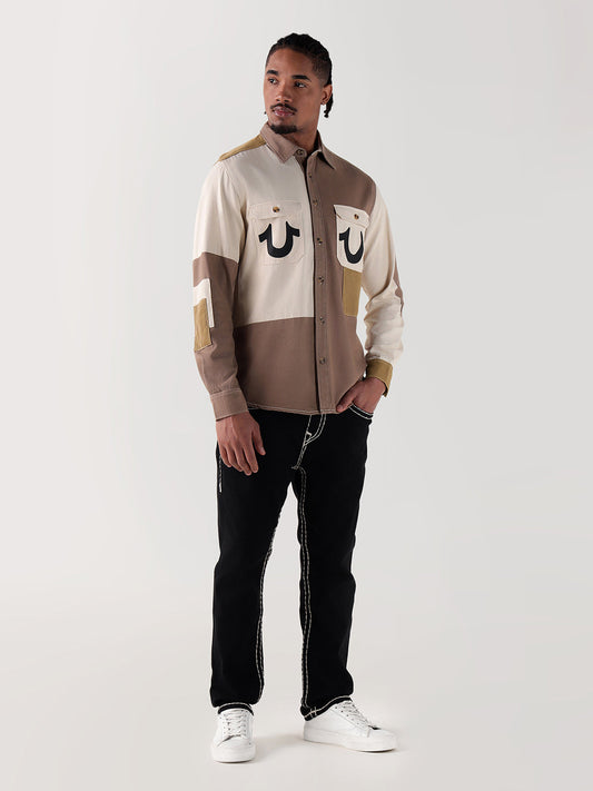 TRUE RELIGION Men Multi Color Blocked Regular Fit Shirt