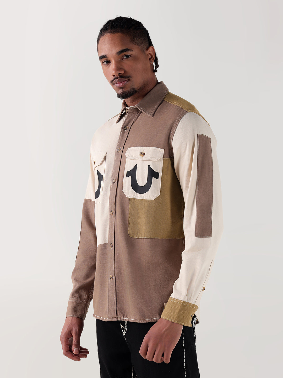 TRUE RELIGION Men Multi Color Blocked Regular Fit Shirt