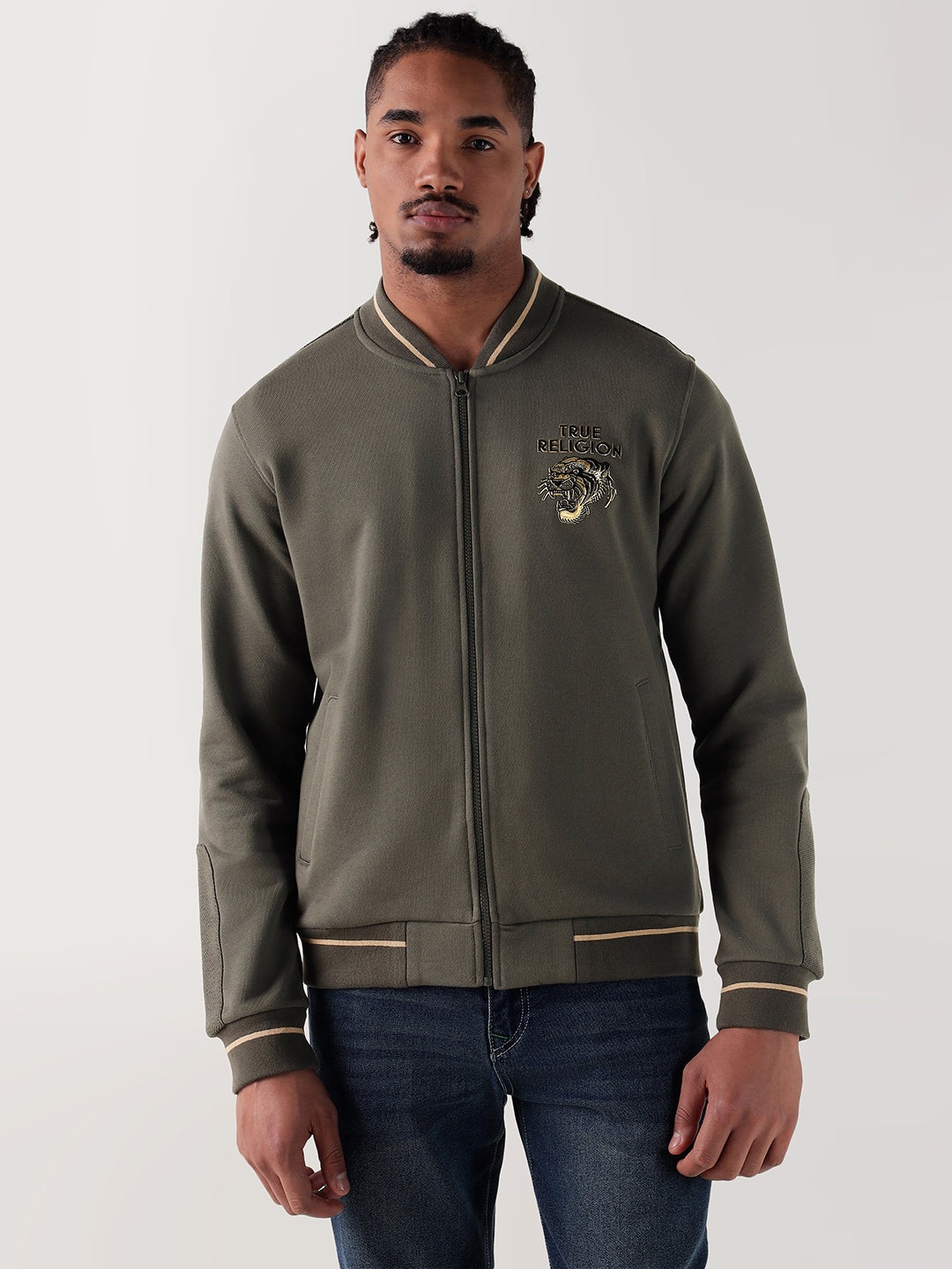 TRUE RELIGION Men Green Logo Regular Fit Sweatshirt