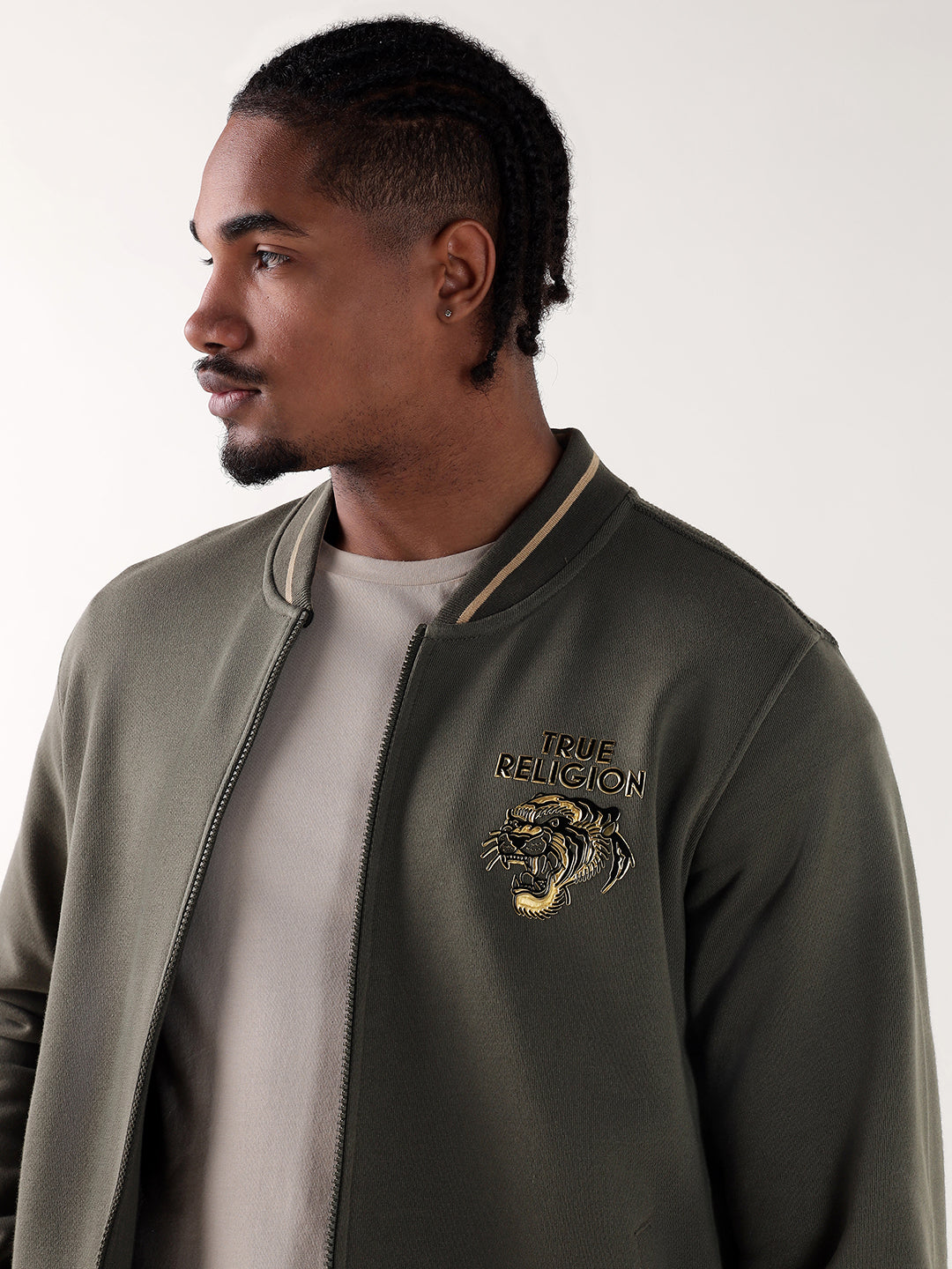 TRUE RELIGION Men Green Logo Regular Fit Sweatshirt