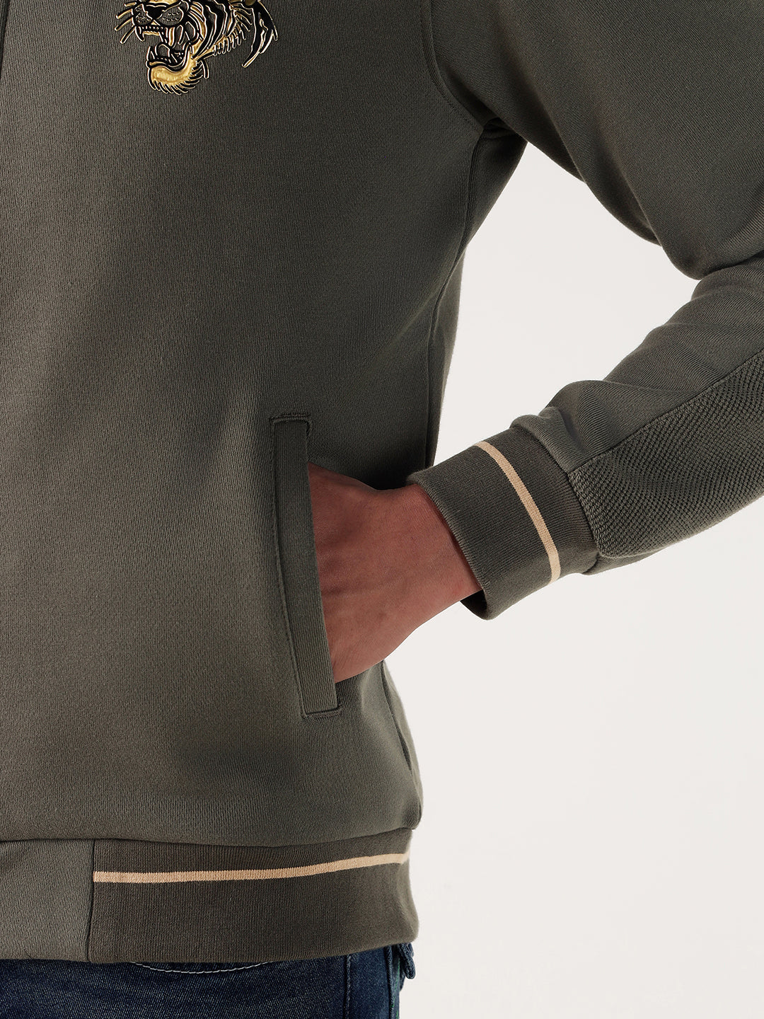 TRUE RELIGION Men Green Logo Regular Fit Sweatshirt