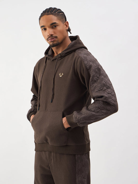 TRUE RELIGION Men Brown Regular Fit Hooded Sweatshirt