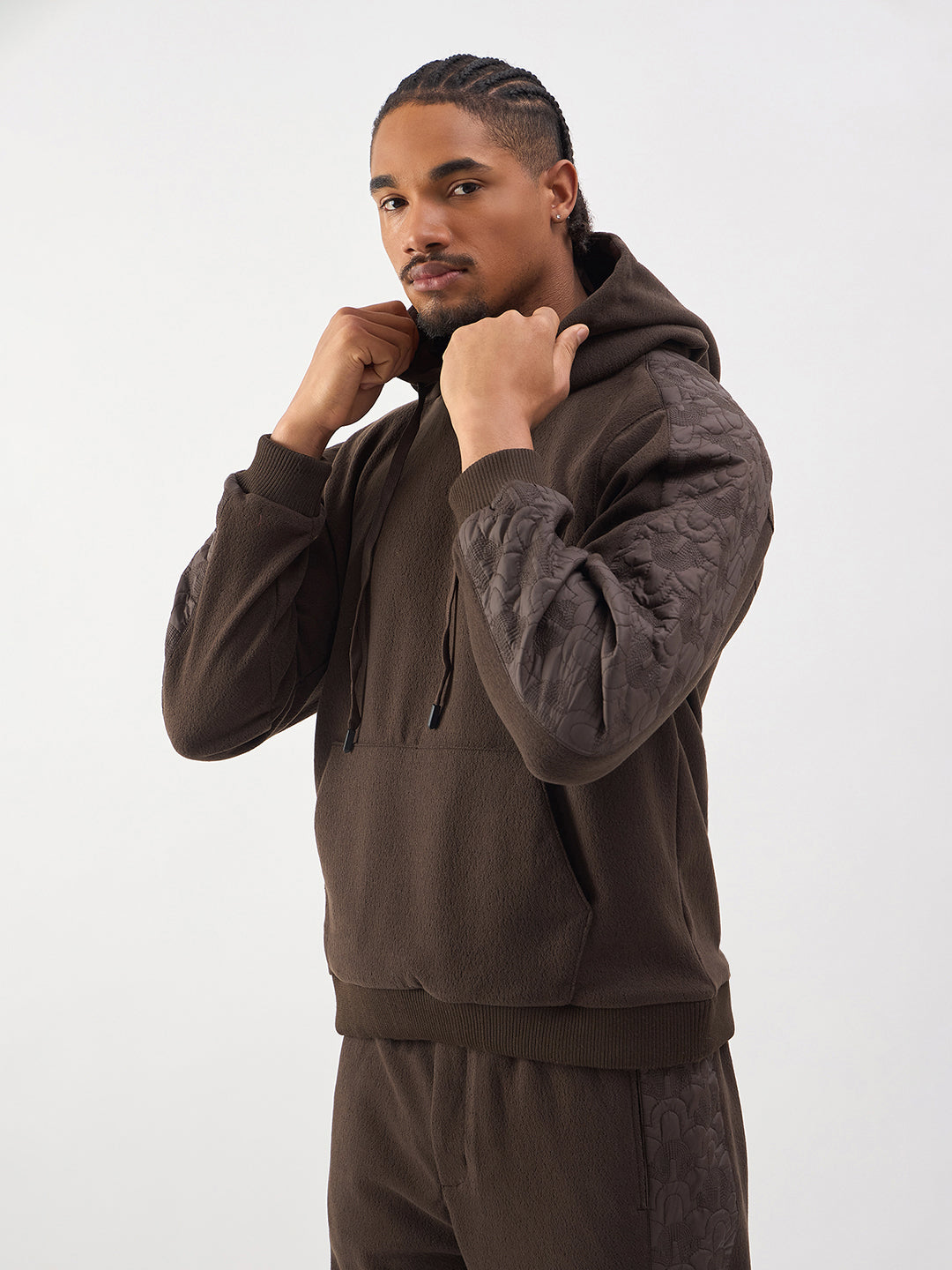 TRUE RELIGION Men Brown Regular Fit Hooded Sweatshirt