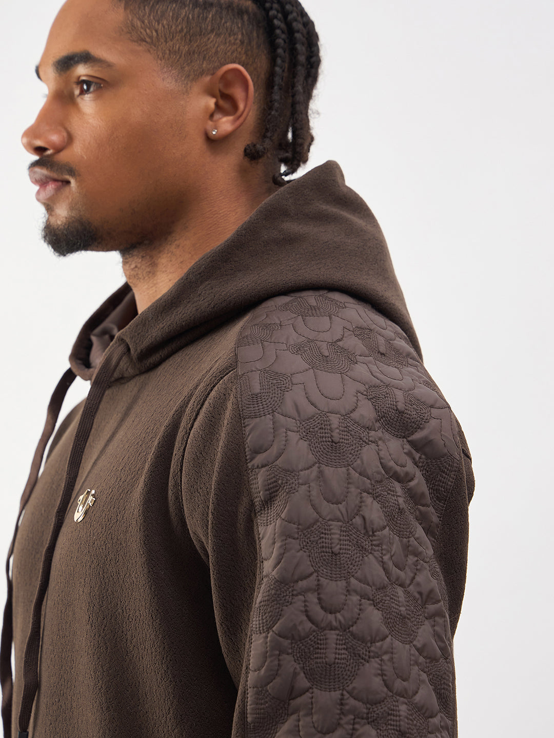 TRUE RELIGION Men Brown Regular Fit Hooded Sweatshirt