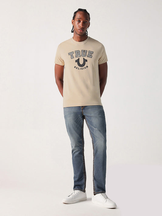 True Religion Men Beige Graphic Round Neck Tshirt