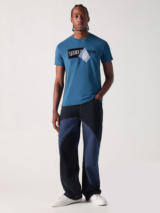 True Religion Men Blue Graphic Round Neck Tshirt