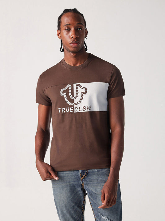 True Religion Men Brown Solid Round Neck Tshirt