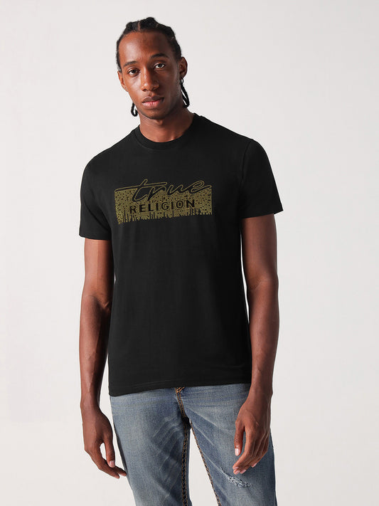True Religion Men Black Solid Round Neck Tshirt