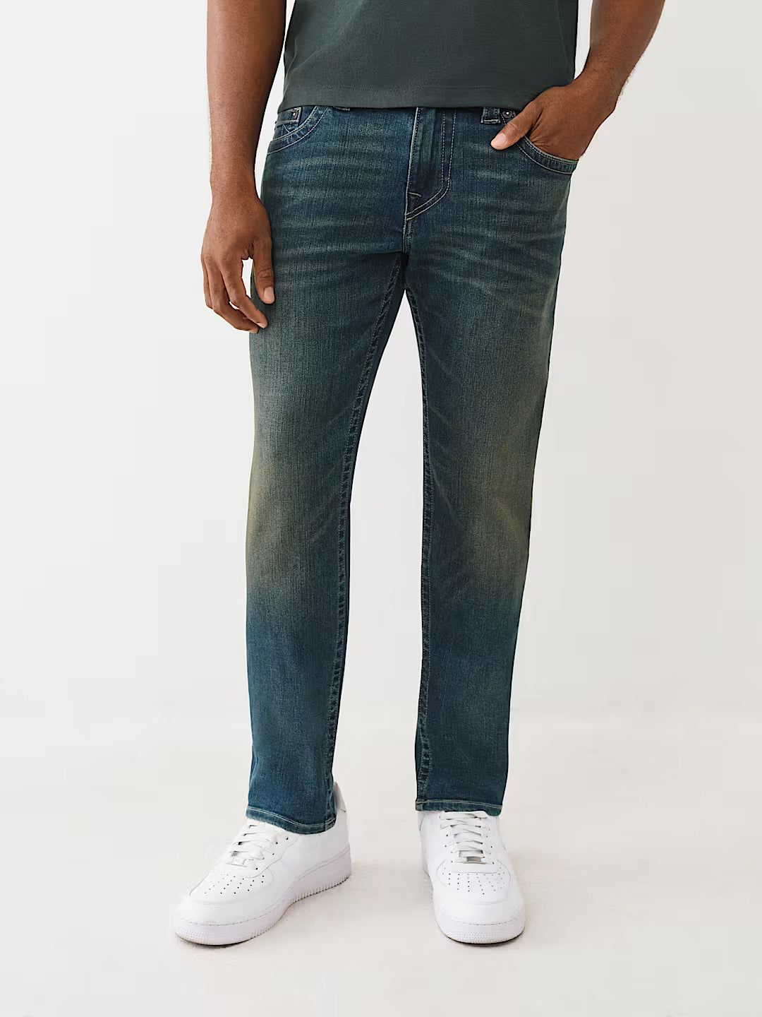 True Religion Men Blue Solid Skinny Fit SN Rocco Jeans