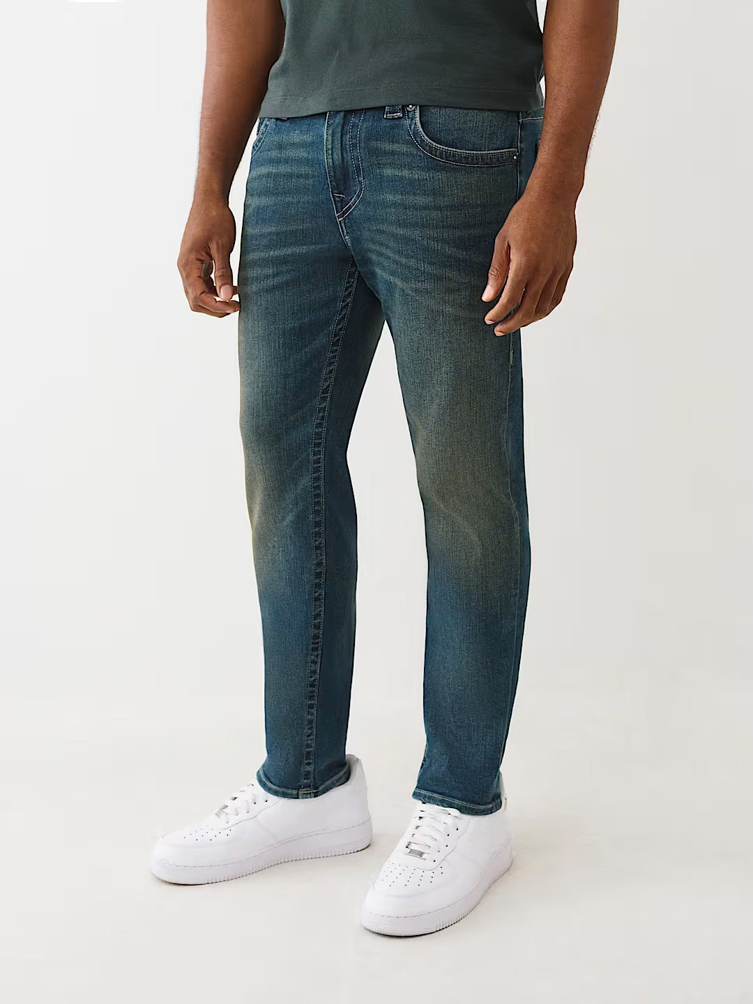 True Religion Men Blue Solid Skinny Fit SN Rocco Jeans