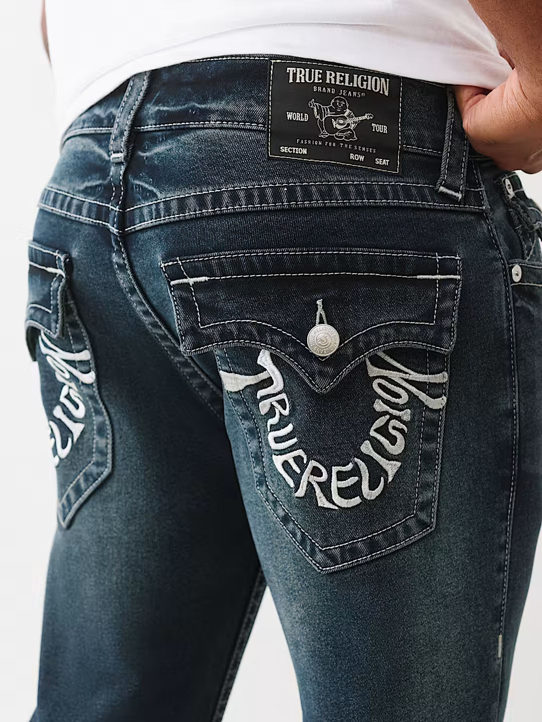 True Religion Men Dark Blue Solid Straight Fit SN Ricky Jeans