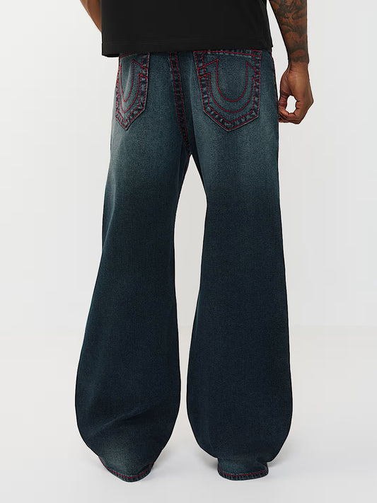 TRUE RELIGION Men Big T Black Relaxed Fit Jeans
