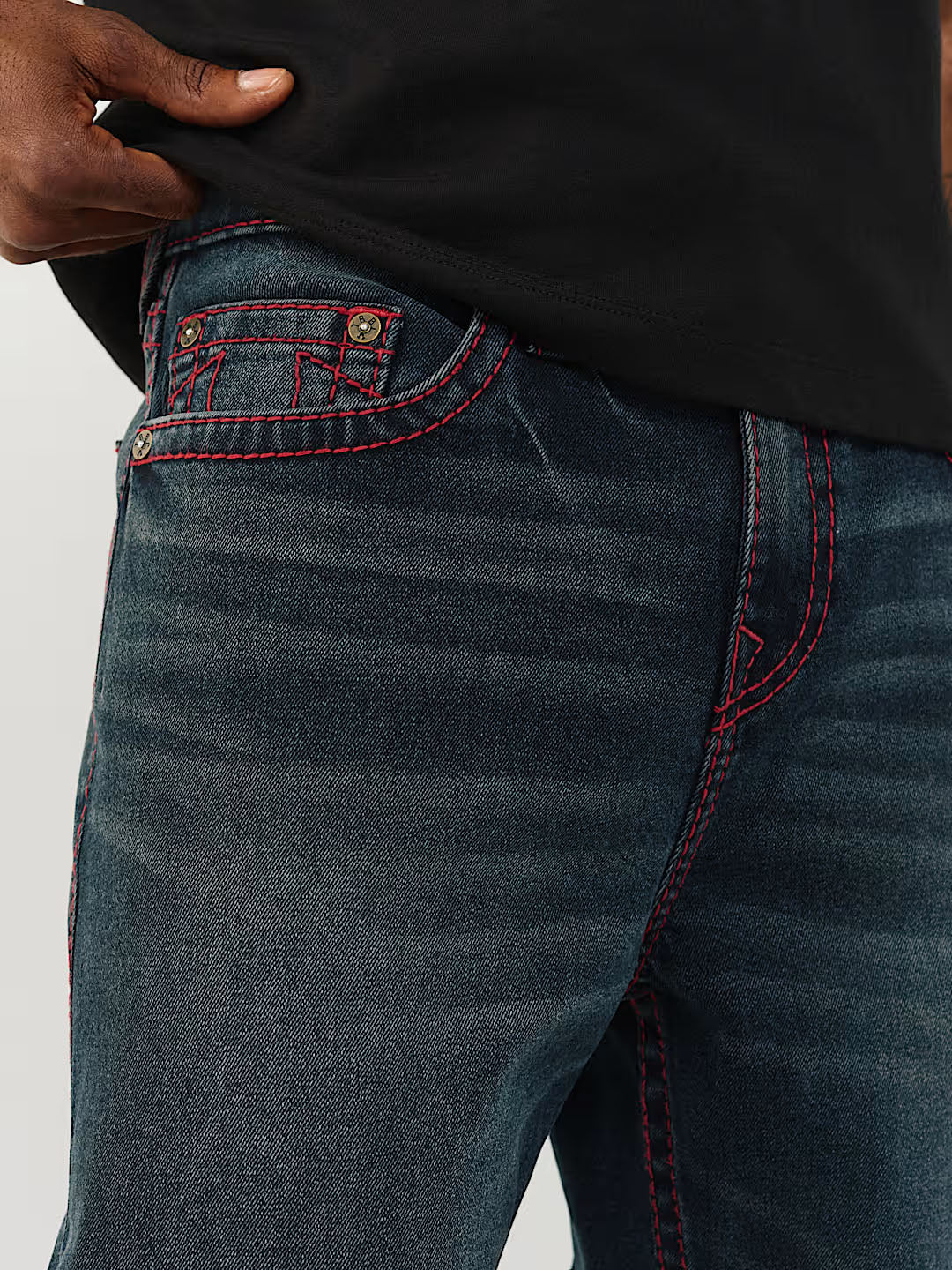 TRUE RELIGION Men Big T Black Relaxed Fit Jeans