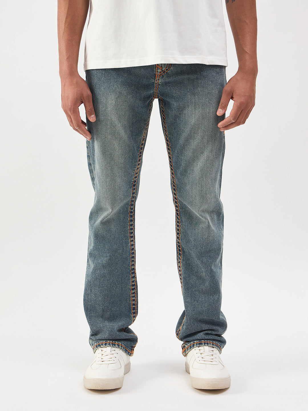 TRUE RELIGION Men Blue Super T Straight Fit Ricky Jeans