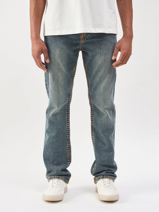 TRUE RELIGION Men Blue Super T Straight Fit Ricky Jeans