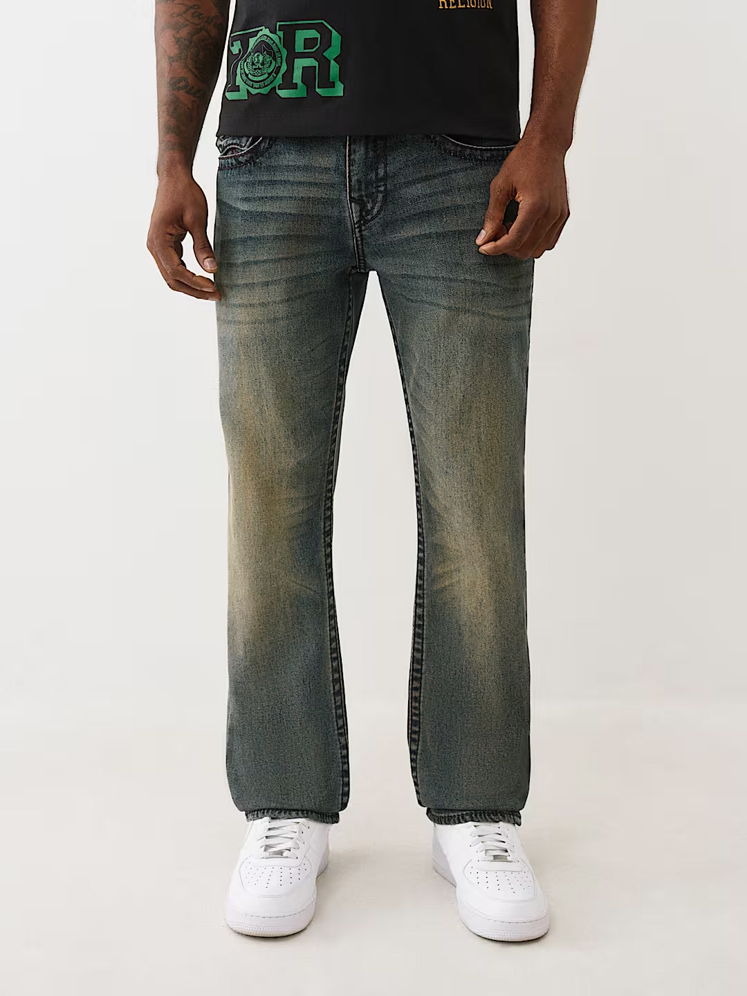 TRUE RELIGION Men Blue Ricky Big T Straight Fit Jeans