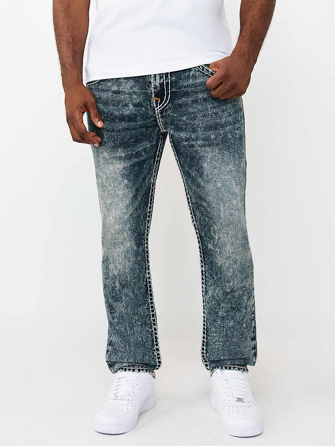 True Religion Men Blue Solid Skinny Fit Super T Rocco Jeans