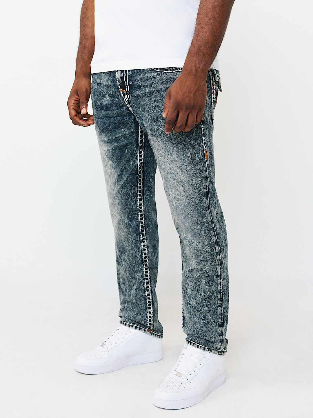 True Religion Men Blue Solid Skinny Fit Super T Rocco Jeans
