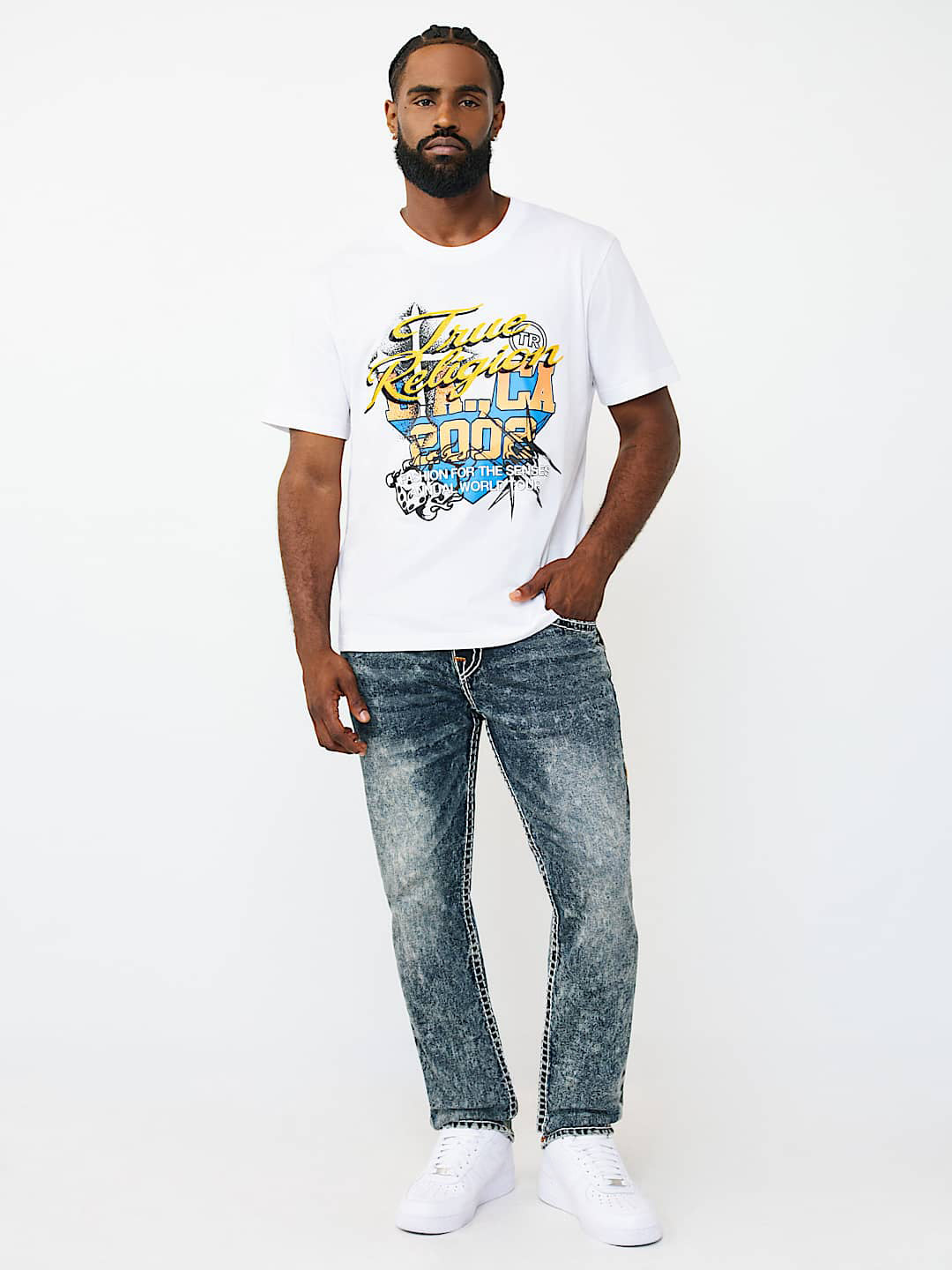 True Religion Men Blue Solid Skinny Fit Super T Rocco Jeans