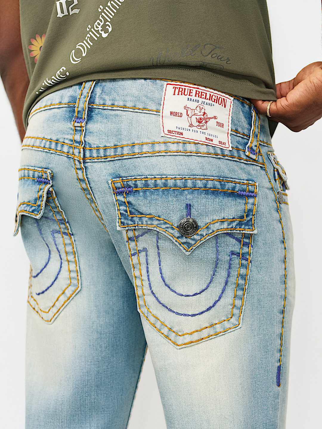 Shop True Religion Men Blue Solid Straight Fit Super T Ricky Jeans