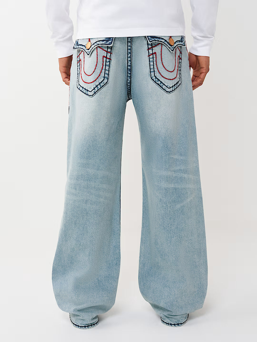 True Religion Men Light Blue Solid Ultra Baggy Super T Vinny Jeans