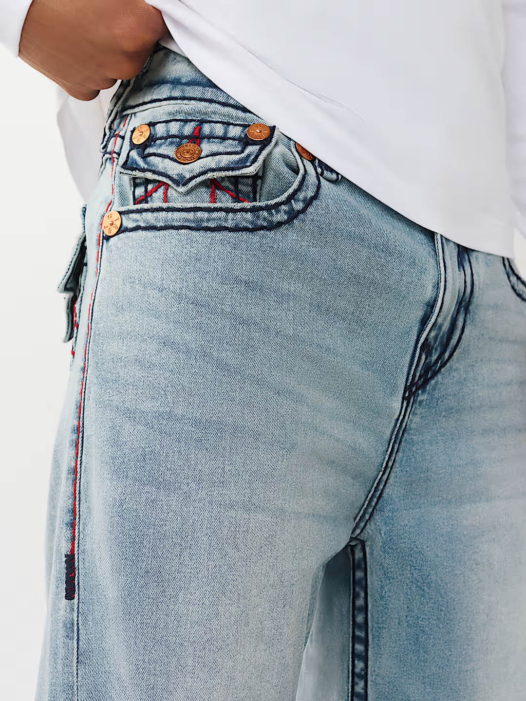 True Religion Men Light Blue Solid Ultra Baggy Super T Vinny Jeans