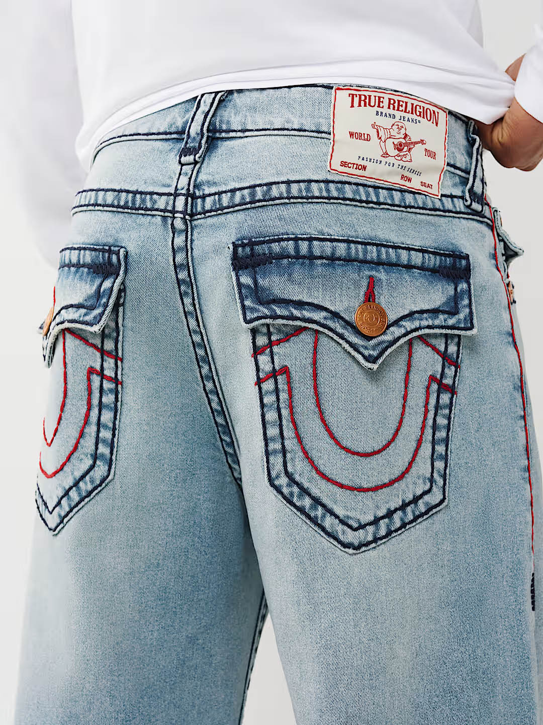 True Religion Men Light Blue Solid Ultra Baggy Super T Vinny Jeans