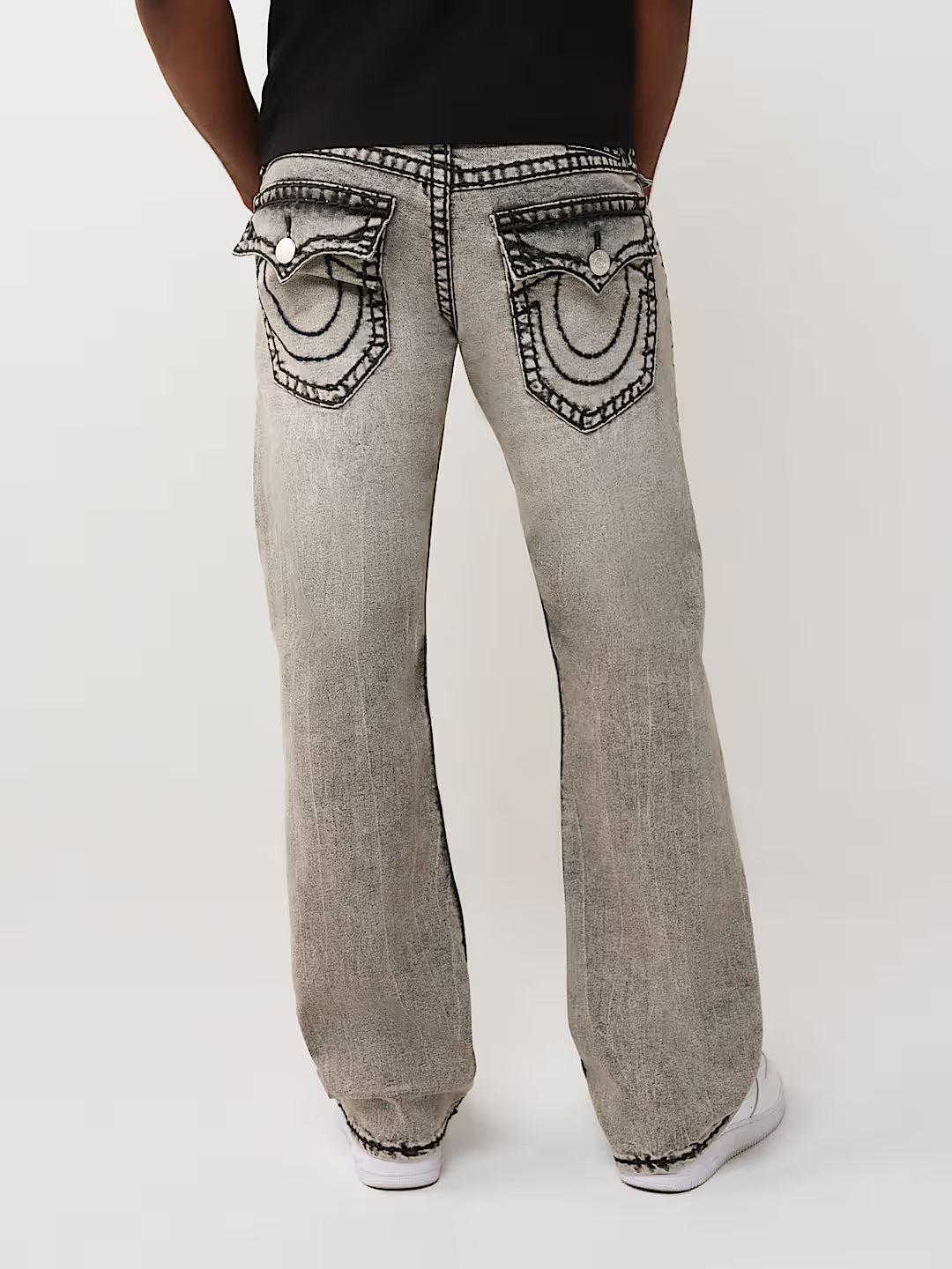 True Religion Men Grey Billy Super T Straight Fit Jeans