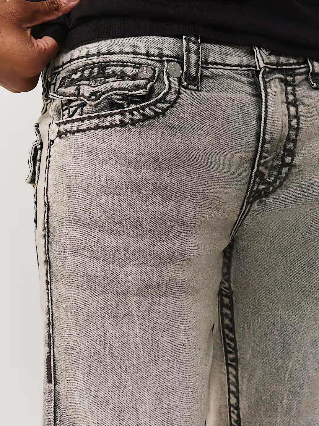 True Religion Men Grey Billy Super T Straight Fit Jeans