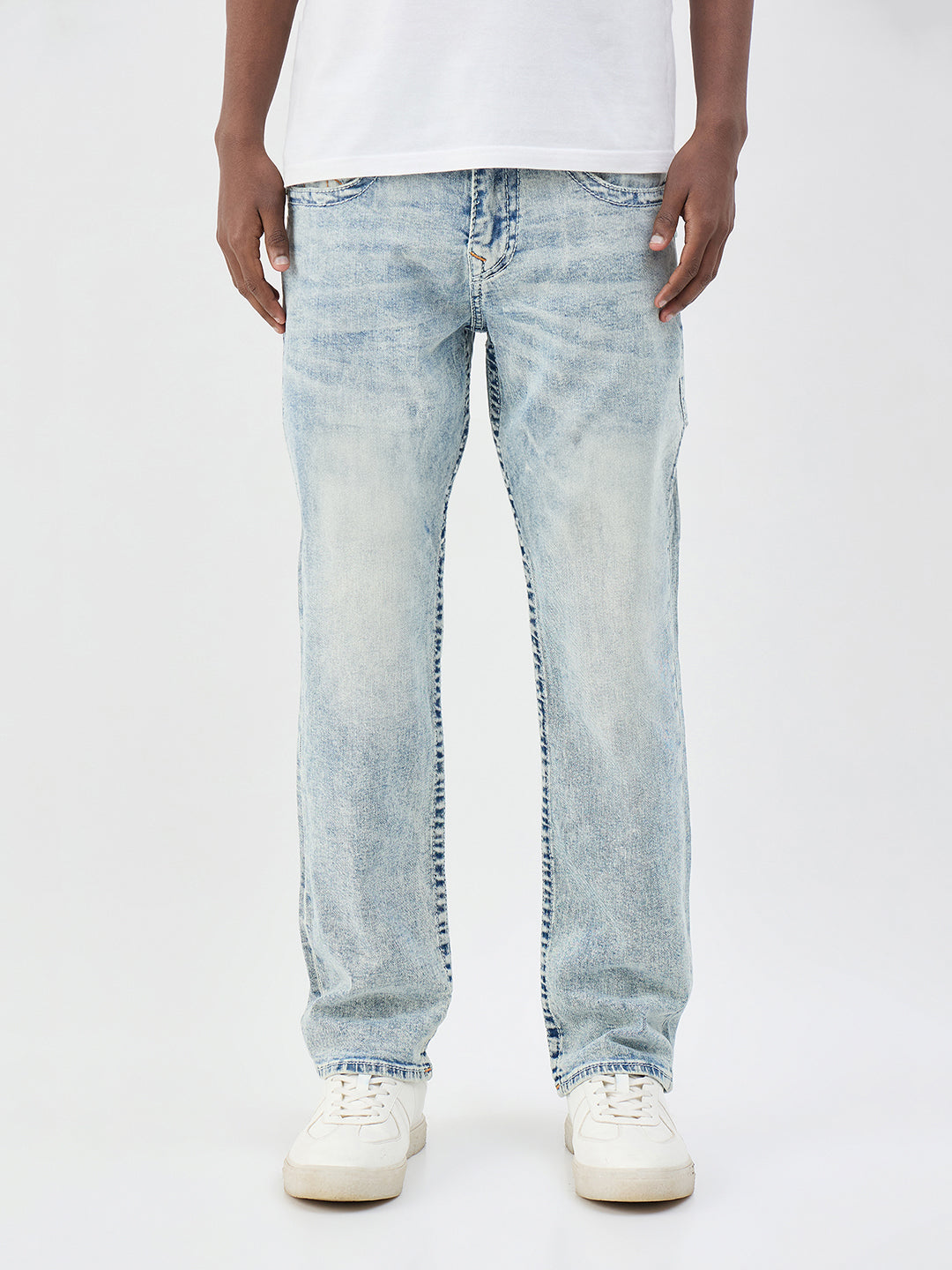 True Religion Men Blue Big T Straight Fit Jeans