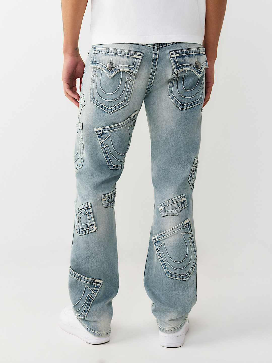 Shop True Religion Men Blue Solid Straight Fit Super T Ricky Jeans