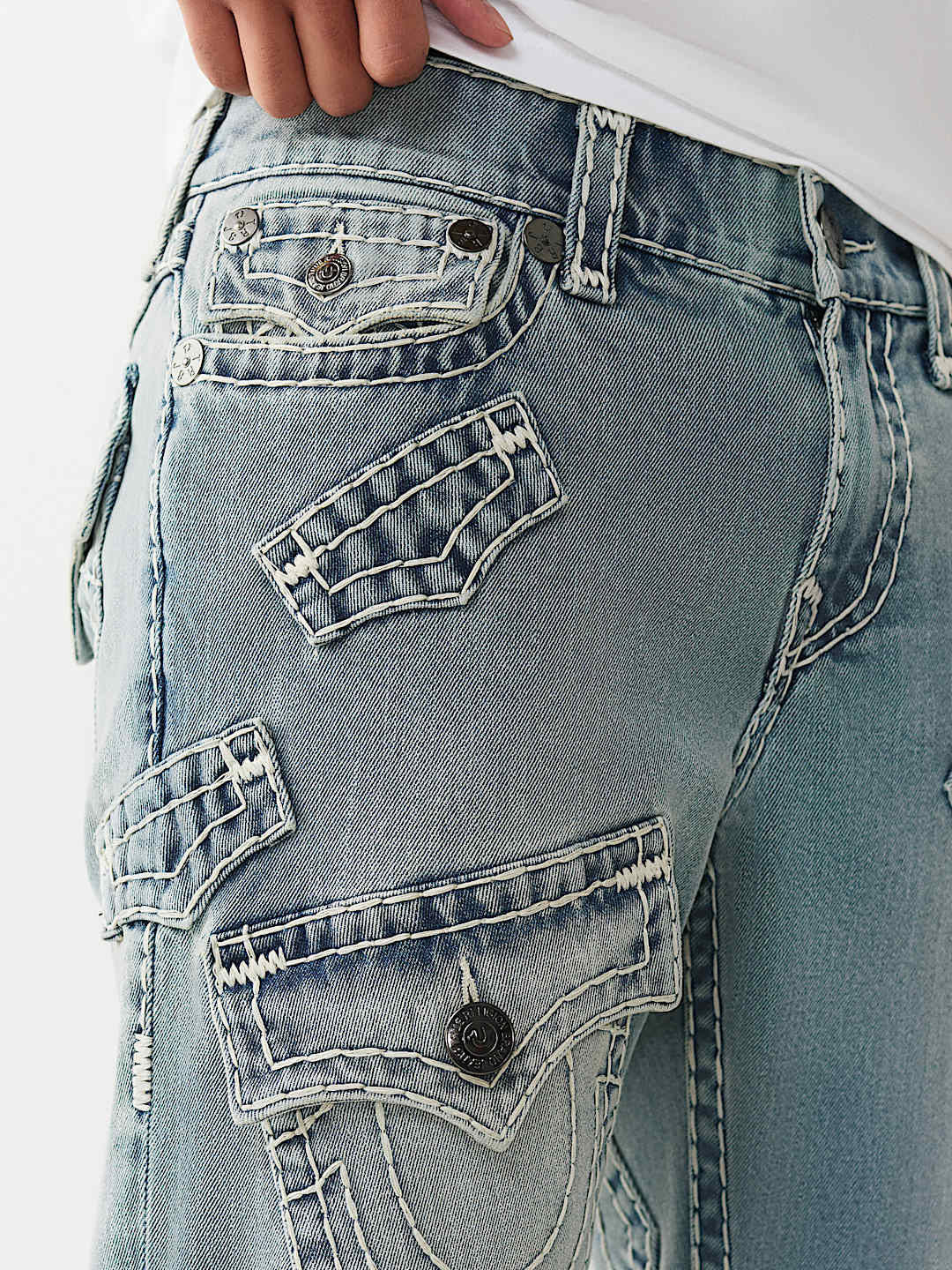 True Religion Men Blue Solid Straight Fit Super T Ricky Jeans