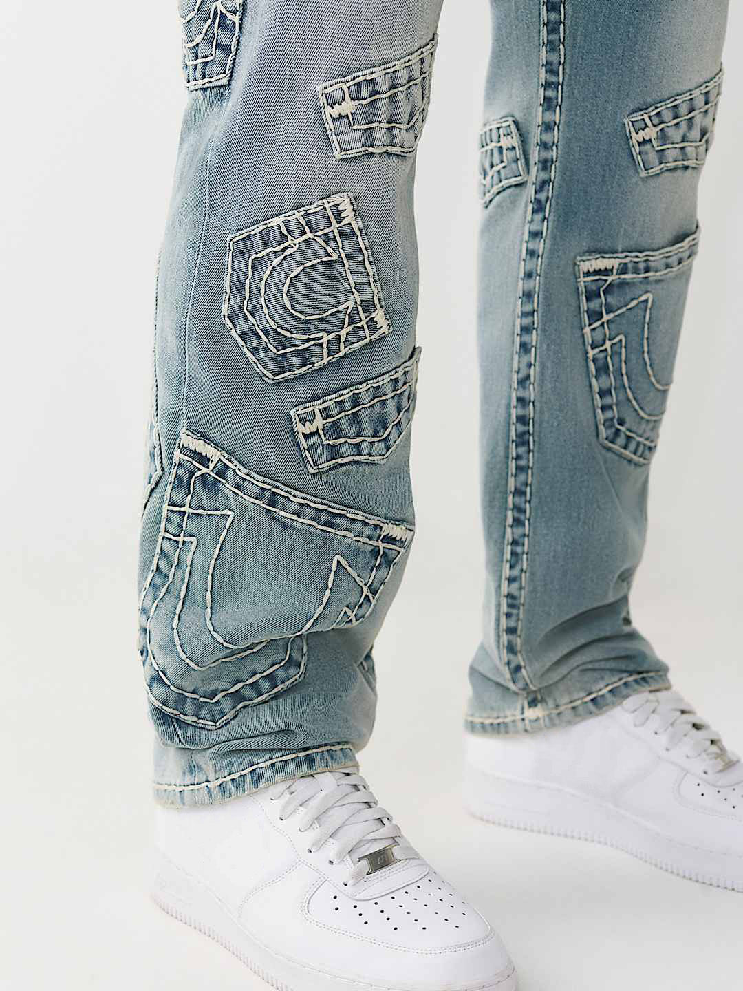 True Religion Men Blue Solid Straight Fit Super T Ricky Jeans