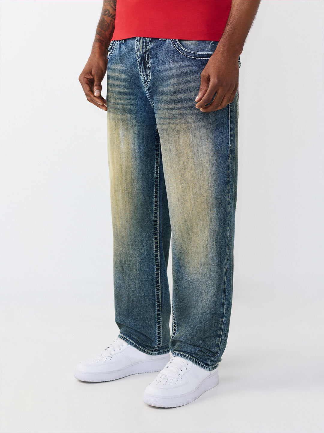 TRUE RELIGION Men Big T Blue Relaxed Fit Jeans