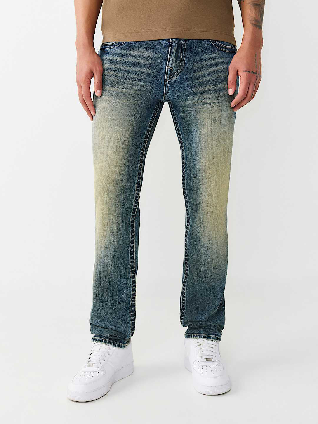 True Religion Men Blue Solid Skinny Fit SN Rocco Jeans