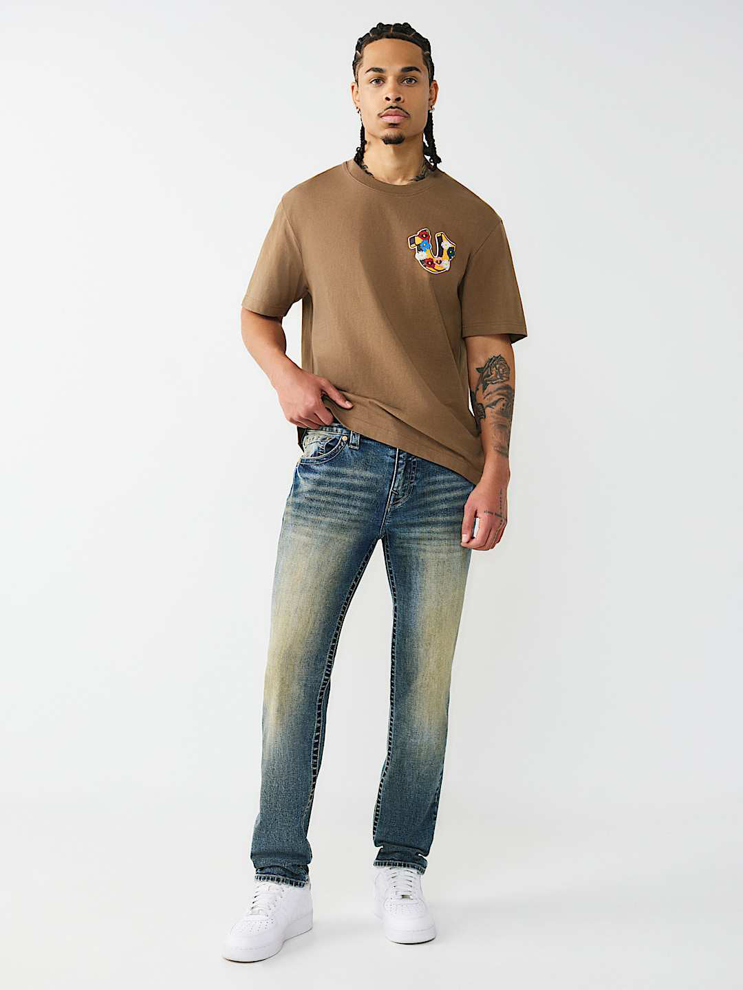 True Religion Men Blue Solid Skinny Fit SN Rocco Jeans