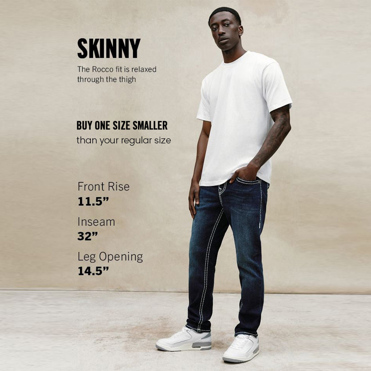 True Religion Men Grey Rocco Super T Skinny Fit Jeans