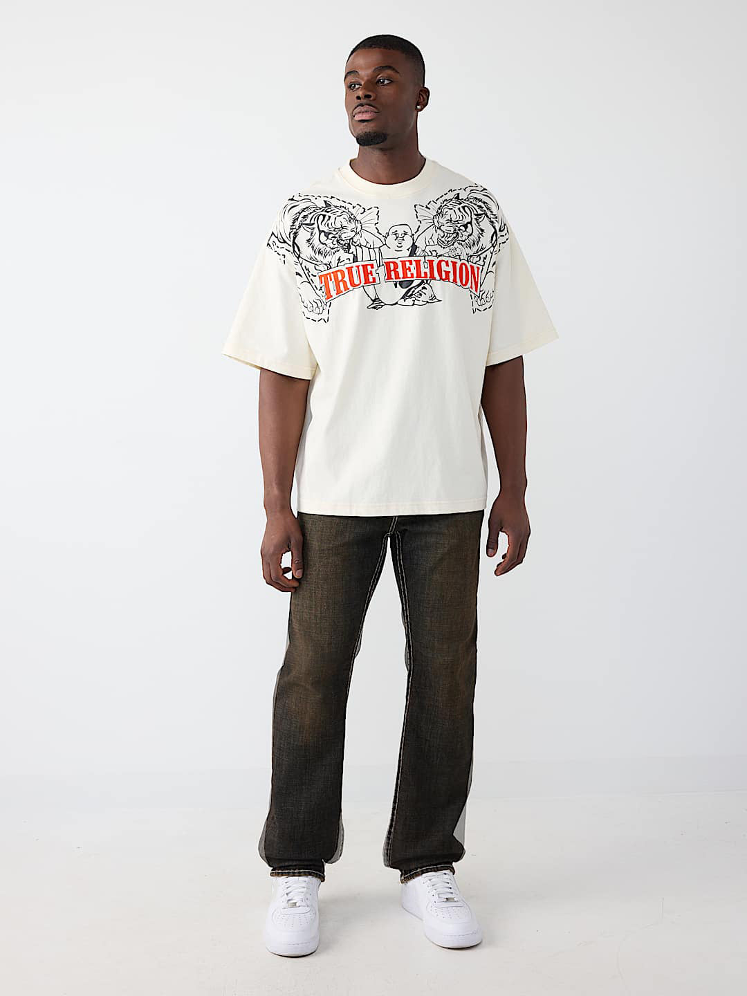 True Religion Brown Stretchable Ricky Super T Solid Men Jeans